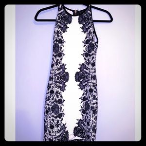 B Darlin white and black lace bodycon dress size S
